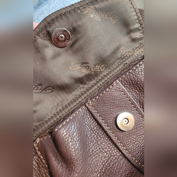 FOSSIL BROWN PEBBLED LEATHER SHOULDER BAG Vintage - Picture 4 of 8